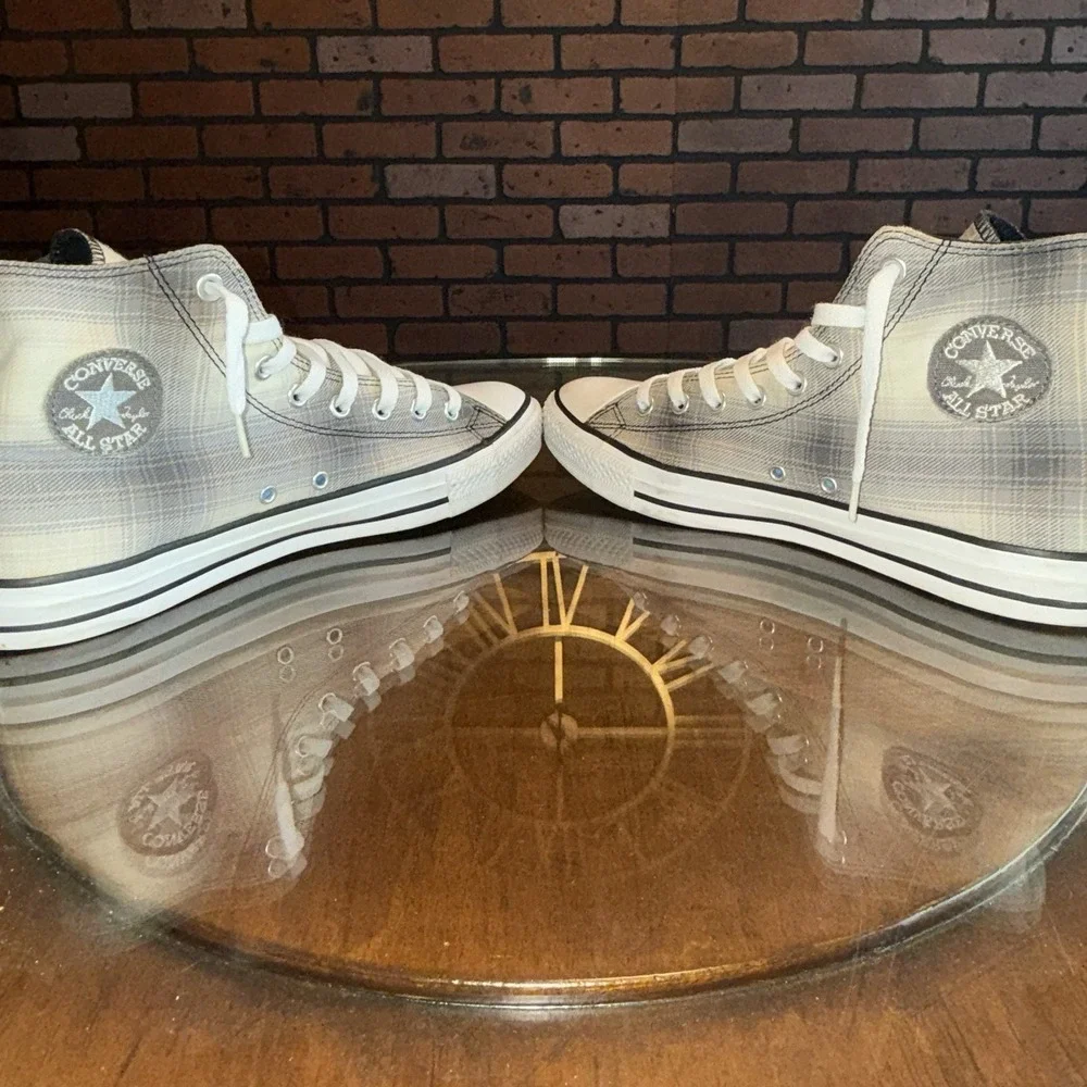 Men's Converse Chuck Taylor All Star High Top Sneakers Tan Plaid Size 12
